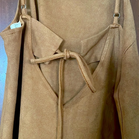 Boho Faux Suede Babydoll Dress Size Small - Picture 3 of 6